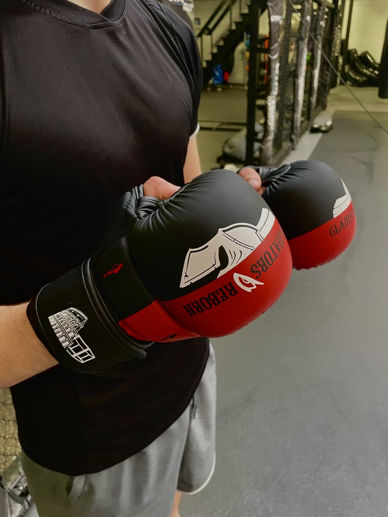 Red/Black Edition gloves held together